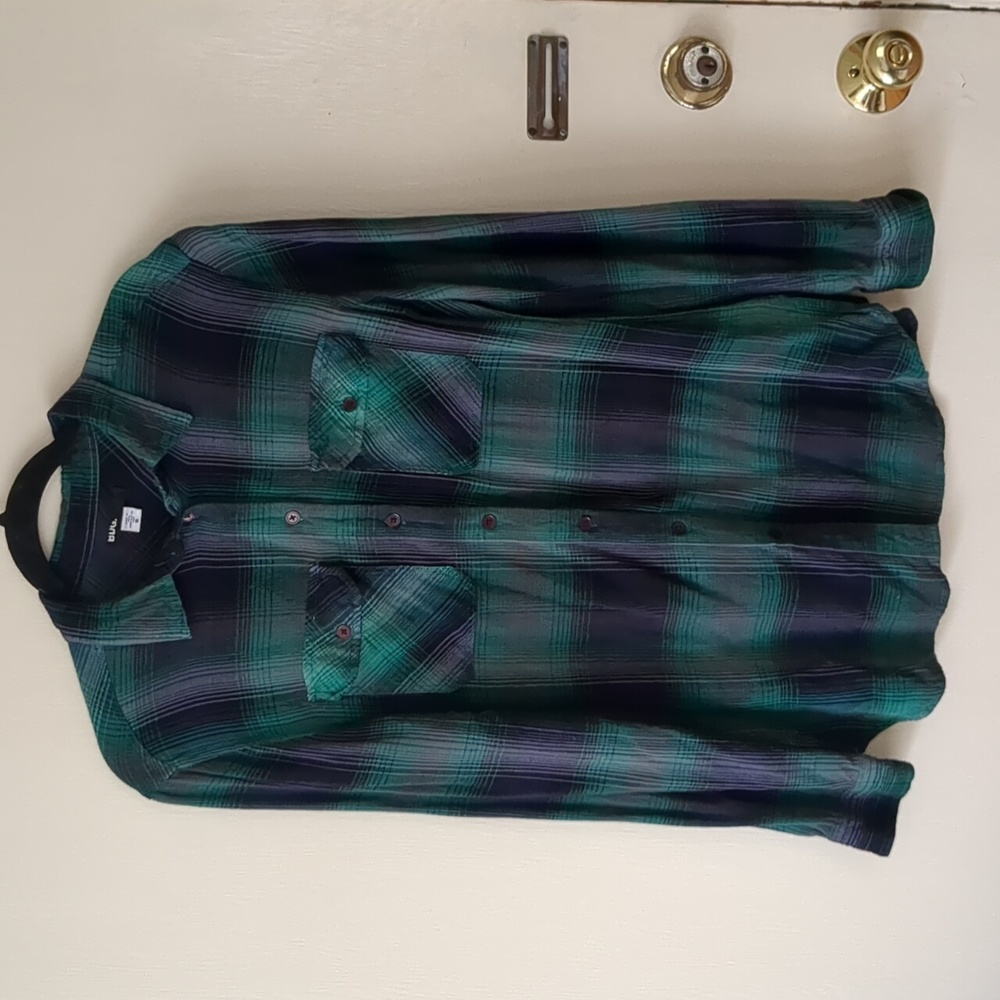 BDG green & blue plaid shirt Size S